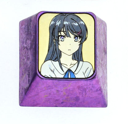 Sakurajima Mai, 1U titanium alloy personalized keycap, anime and game cultural creative metal carved keycap