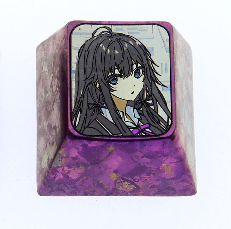 Yukinoshita Yukino, 1U titanium alloy personalized keycap, anime, game, novel characters, metal culture peripheral keycaps