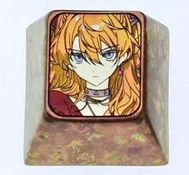 EVA， Asuka, 1U/1.25U titanium alloy personalized keycaps, metal decorative art keycaps around anime and game characters