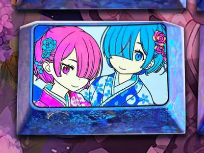 Re:Life in a different world from zero， Rem，1.5U TAB Titanium alloy personalized keycaps, anime and game cultural creative keycaps, mechanical keyboard decorative keycaps