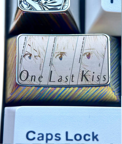 EVA， Protagonist team, ONELASTKIS, 1.75U titanium alloy personalized keycaps, metal carved keycaps for anime, gaming, cultural and creative peripheral.