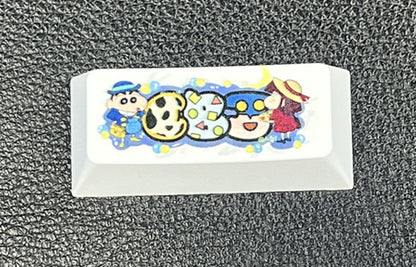 Crayon Shin-chan， Zinc alloy spray coating, 2.25U metal personalized keycaps, decorative keycaps for anime, gaming, cultural and creative peripheral products