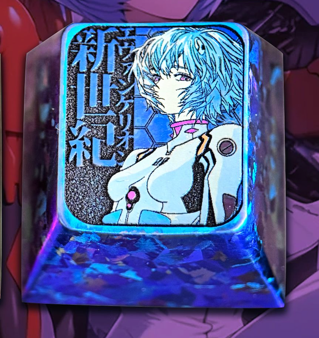 EVA，Asuka /Ayanami Rei 1U titanium alloy metal personalized keycaps, anime and game character peripheral products, decorative keycaps.