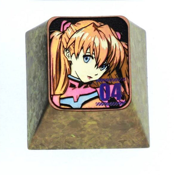 EVA， Asuka，Ayanami Rei， Digital series 1U titanium alloy personalized keycaps, anime and gaming peripheral cultural products metal carved keycaps