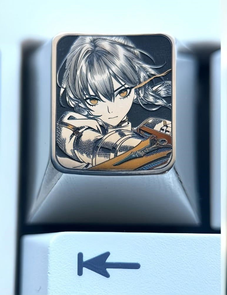 Saber, Altria Pendragon1U titanium alloy precision carved personalized keycaps, metal art keycaps for anime and game characters.