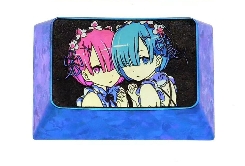 Re Life in a different world from zero, 1.5U titanium alloy personalized keycaps, metal carving art keycaps around anime and game characters