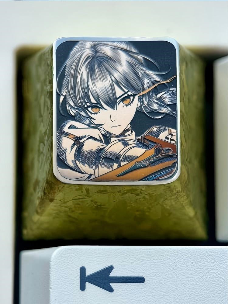 Saber, Altria Pendragon1U titanium alloy precision carved personalized keycaps, metal art keycaps for anime and game characters.