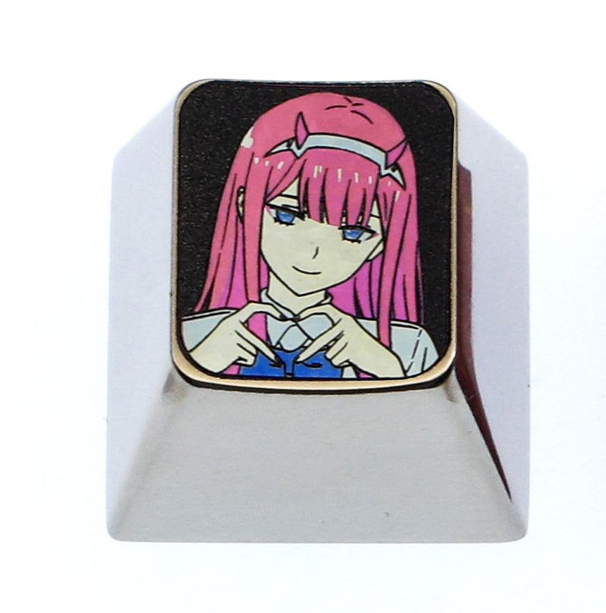 DARLING in the FRANXX ， 02 Shy Love Titanium Alloy 1U Personalized Keycap, Anime Game Peripheral Metal Creative Keycap