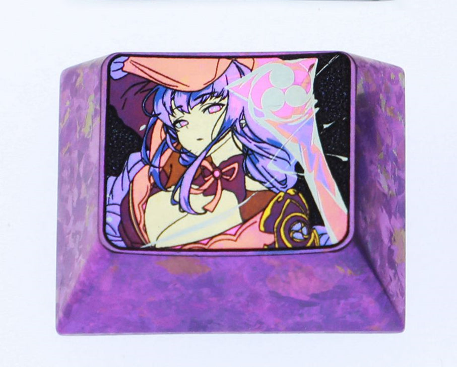 Genshin Impact, Raiden Shogun, 1U/1.25U/1.5U titanium alloy personalized keycaps, decorative keycaps for anime and gaming culture peripherals