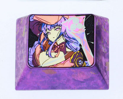 Genshin Impact, Raiden Shogun, 1U/1.25U/1.5U titanium alloy personalized keycaps, decorative keycaps for anime and gaming culture peripherals