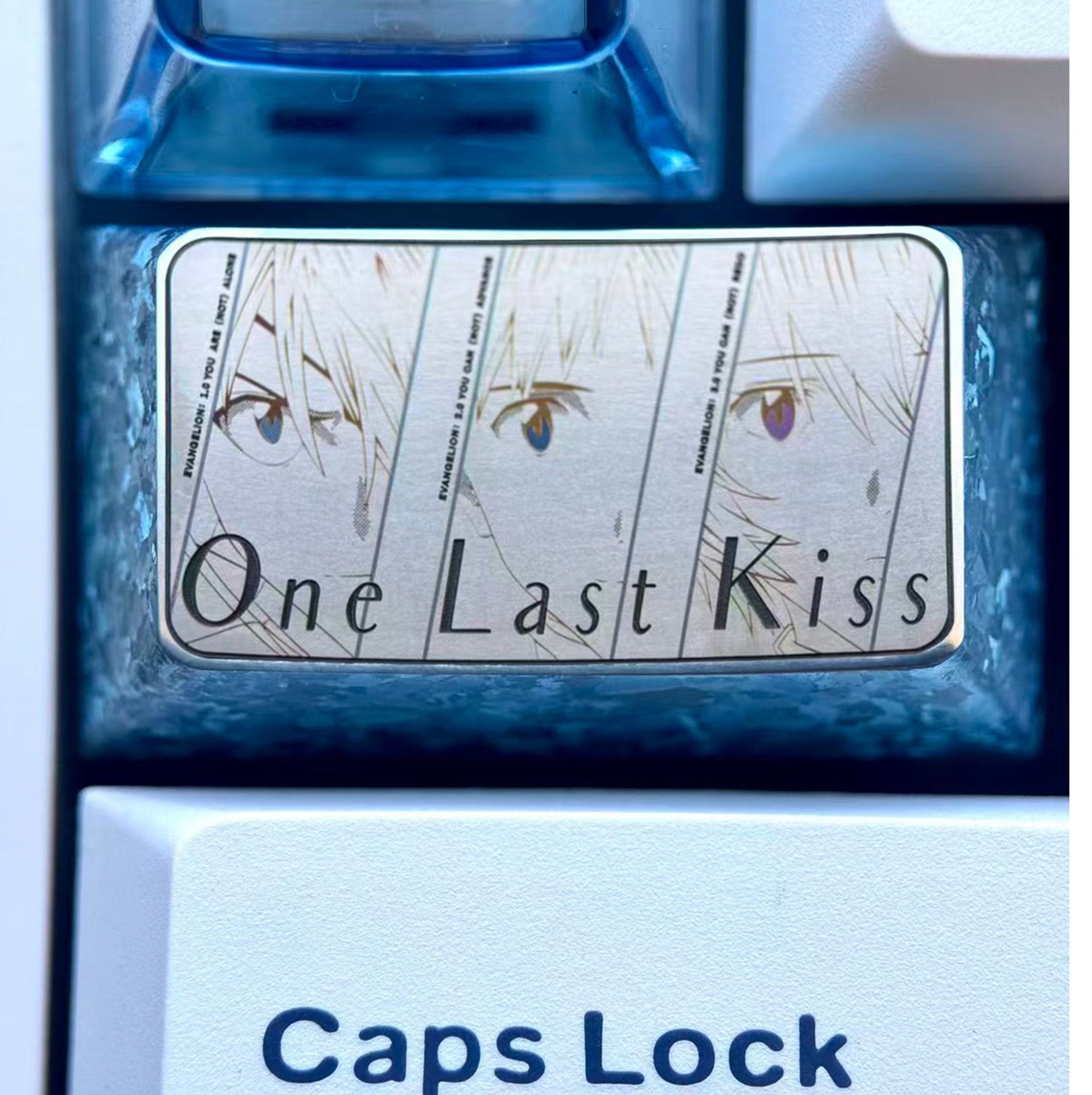 EVA， Protagonist team, ONELASTKIS, 1.75U titanium alloy personalized keycaps, metal carved keycaps for anime, gaming, cultural and creative peripheral.