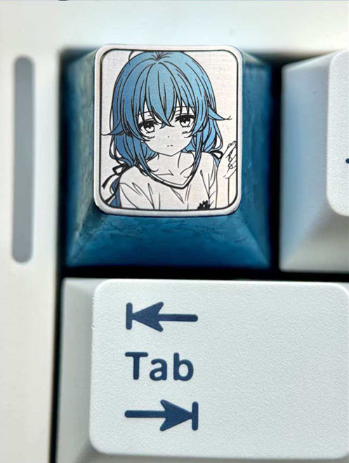 Mushoku Tensei: Jobless Reincarnation，Roxy 1U Carved titanium alloy personalized keycaps, anime, games, novels, cultural and creative innovations, carved decorative keycaps