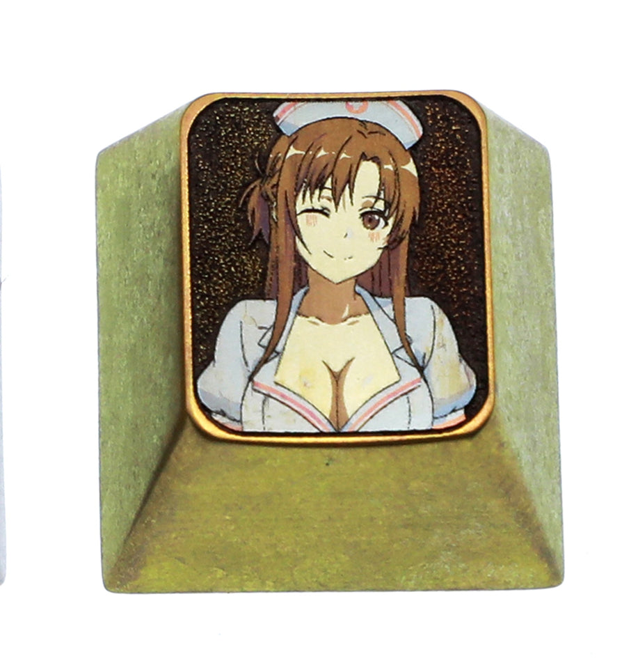 Y ū ki Asuna/Yuuki Asuna, fan action 1U titanium alloy personalized keycaps, metal creative carved keycaps around anime and game characters