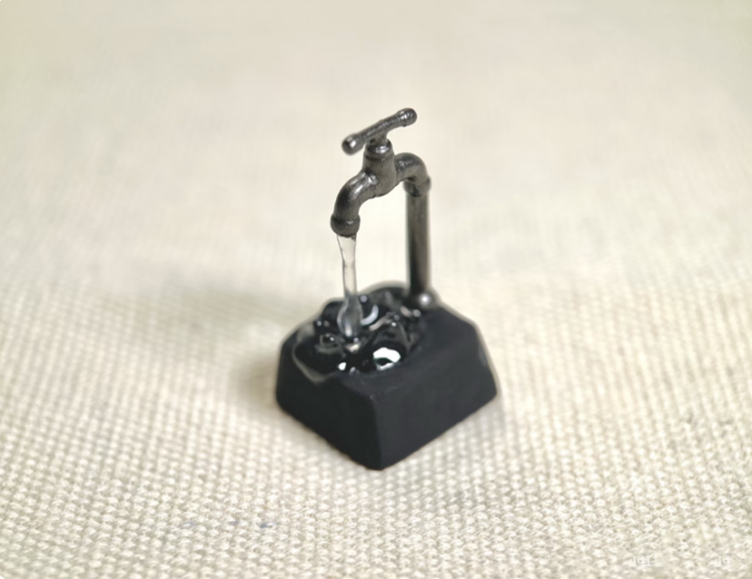 Tap water, faucet theme design, resin personalized keycaps, creative art keycaps, mechanical keyboard decorative keycaps