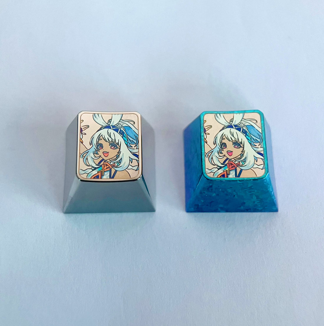 Genshin Impact, 1U titanium alloy carved keycaps, mechanical keyboard metal decorative keycaps