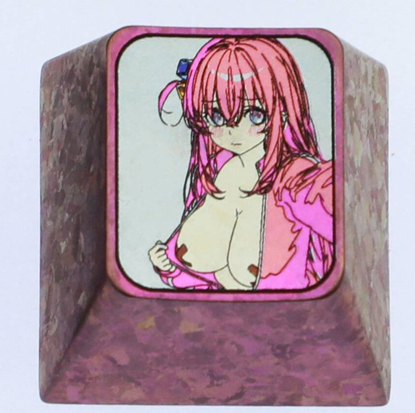 BOCCHI THE ROCK! ， Gotoh Hitori 1U titanium alloy personalized keycaps, customized keycaps for anime, gaming, cultural and creative decoration