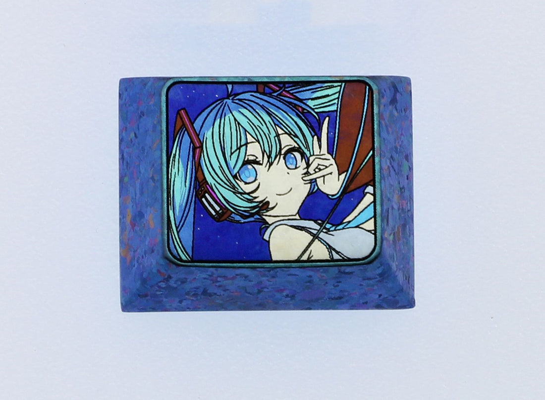 Hatsune Miku 1.25U color titanium alloy engraving key cap, mechanical keyboard decorative key cap.