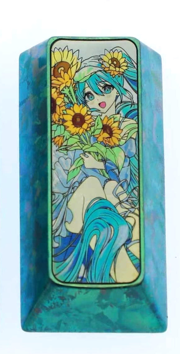 Hatsune Miku, PAD keypad number area,+/Enter key, vertical 2U titanium alloy personalized key cap, animation game cultural creative products, mechanical keyboard decorative key cap