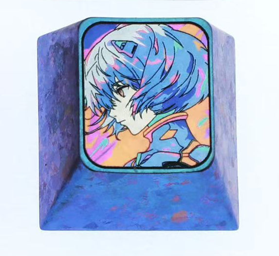 EVA series, Asuka, Ayanami Rei, 1U titanium alloy personalized keycaps, anime culture creative mechanical keyboard art decorative keycaps