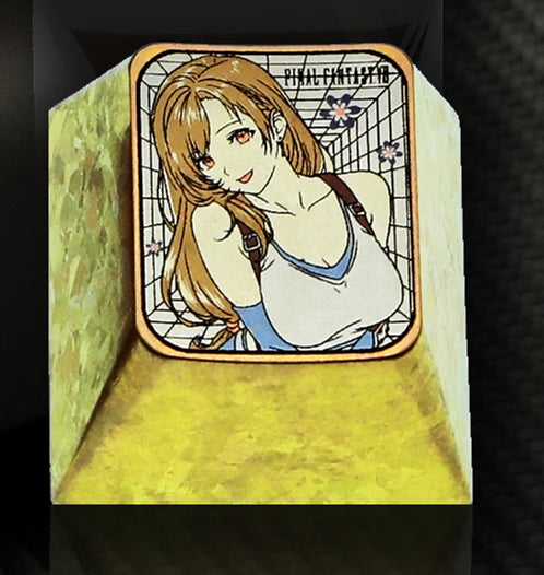 Final Fantasy VII, Tifa Lockhart, Aerith Gainsborough, 1U titanium alloy personalized keycaps, metal carved keycaps around anime and game characters