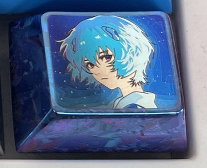 EVA, Asuka, Ayanami Rei character 1.25U titanium alloy carved keycaps, personalized metal keycaps