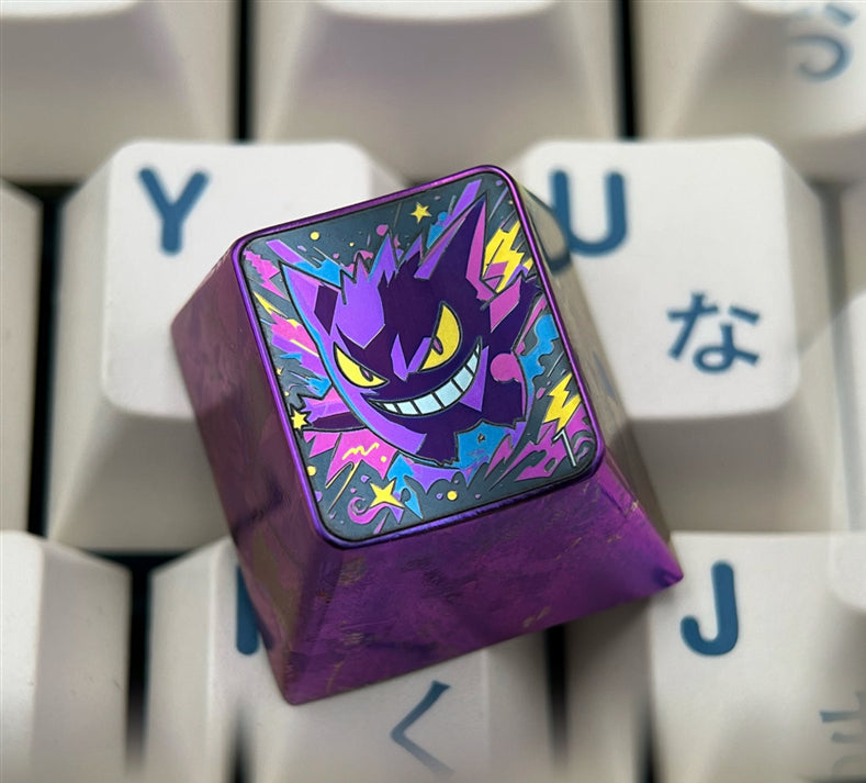 Pok é mon series, gengar theme, 5 styles 1 U titanium alloy personalized keycaps, anime and game cultural creative keycaps, mechanical keyboard decorative keycaps