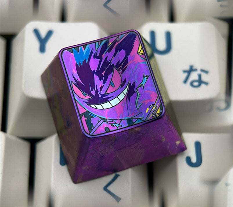 Pok é mon series, gengar theme, 5 styles 1 U titanium alloy personalized keycaps, anime and game cultural creative keycaps, mechanical keyboard decorative keycaps