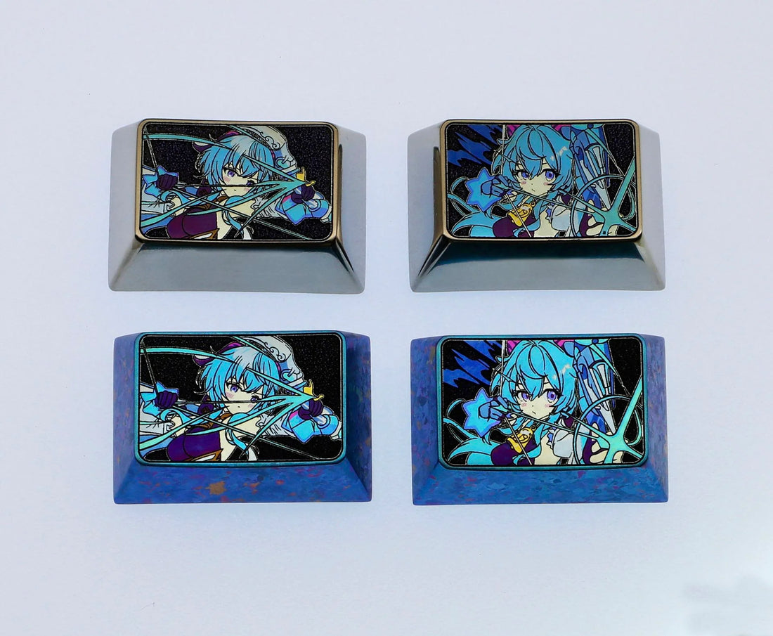 Genshin Impact, Ganyu, R3 tab keys, titanium alloy carved keycaps, personalized keycaps.