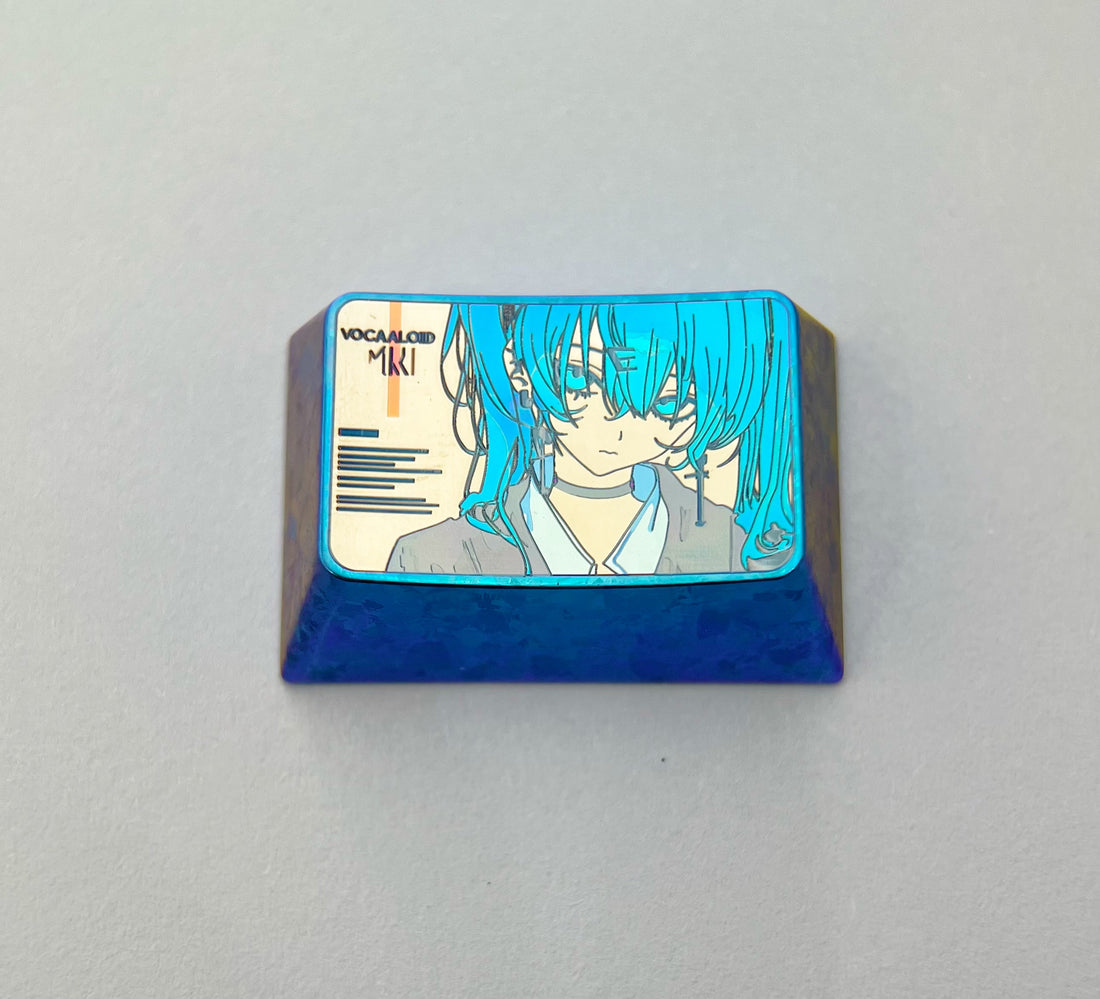 Hatsune Miku. 1U, 1.5U, 1.75U, titanium alloy personalized keycaps, metal engraving keycaps for cartoon, game, music characters