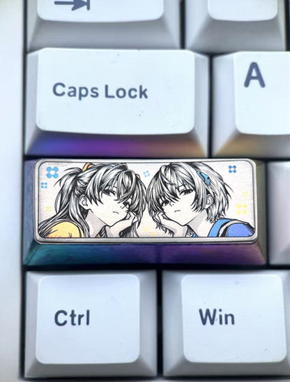 EVA，Asuka/Ayanami Rei 2.25U precision carved titanium alloy personalized keycaps, anime and game character creative metal carved decorative keycaps