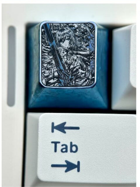 Honkai: Star Rail, Jingliu, 1U titanium alloy precision carved personalized keycaps, anime and game culture creative metal carved keycaps