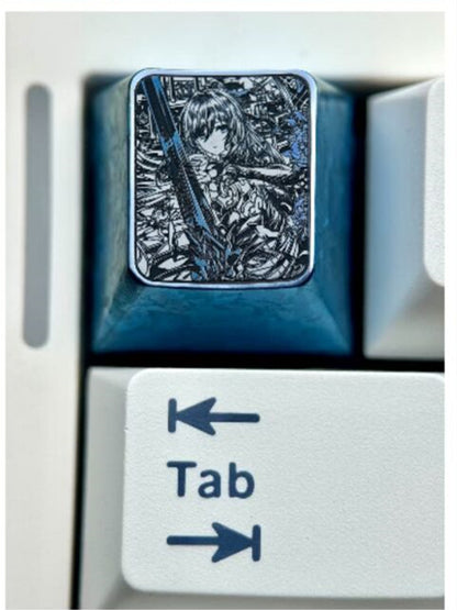Honkai: Star Rail, Jingliu, 1U titanium alloy precision carved personalized keycaps, anime and game culture creative metal carved keycaps