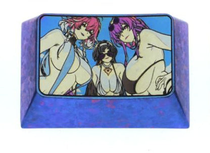 Summer swimsuit series, titanium alloy personalized keycaps 1.5u 1.75u 4u, metal carved keycaps for anime and game characters