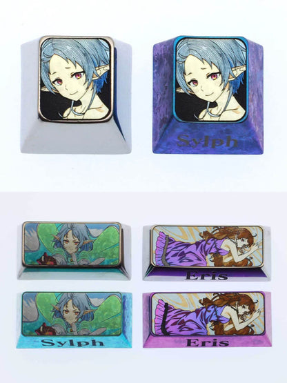 Mushoku Tensei: Jobless Reincarnation Theme, Titanium Alloy Personalized Keycaps, 1U/2U/2.25U, Anime Culture Innovation Metal Carving Decorative Keycaps