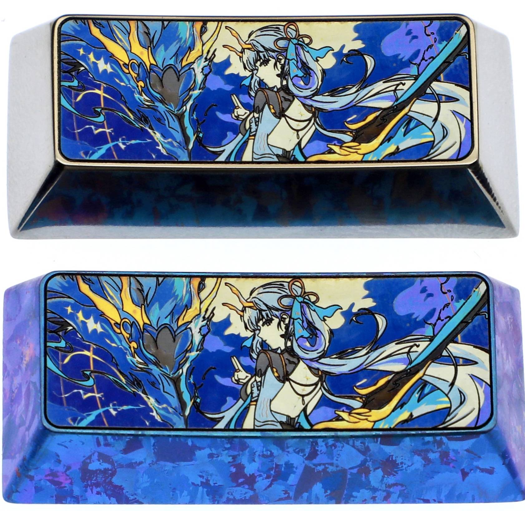 Wuthering Waves, Jinhsi. 2.25U titanium alloy personalized keycaps, metal keycaps carved around anime and games, artistic and creative keycaps