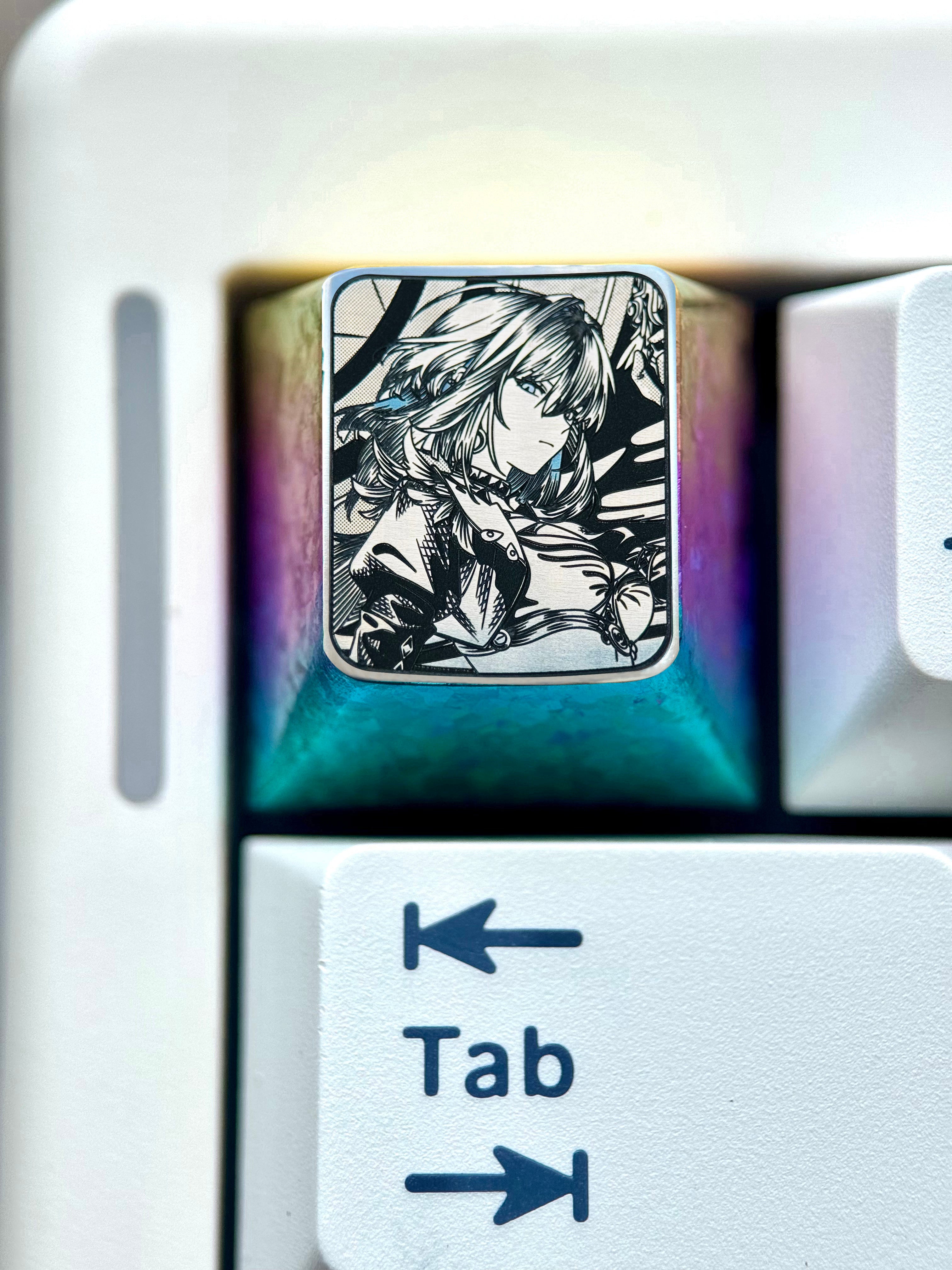 Wuthering Waves, GALBRENR, 1U precision carved titanium alloy personalized keycaps, anime and game creative metal carving custom decorative keycaps