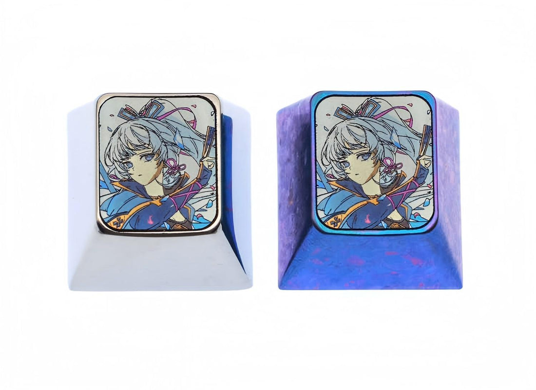Kamisato Ayaka, 1U titanium alloy personalized keycap, metal carving art creative keycap around anime and game characters