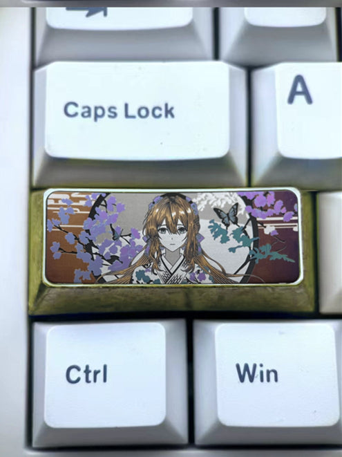 Violet Evergarden, 2.25U titanium alloy personalized keycap, anime and game cultural creative metal carving decorative keycap