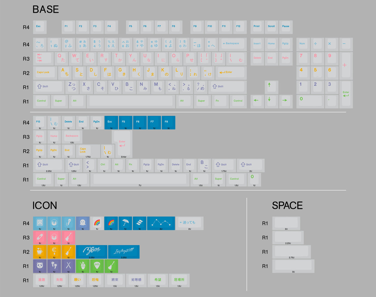 ‌MYGO!!!!! Theme design, PBT material personalized keycaps, mechanical keyboard replacement keycap set, anime and game cultural and creative keycaps set, Compatible with 61/64/68/75/84/87/104 Key Mechanical Keyboard Keycap Set
