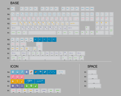 ‌MYGO!!!!! Theme design, PBT material personalized keycaps, mechanical keyboard replacement keycap set, anime and game cultural and creative keycaps set, Compatible with 61/64/68/75/84/87/104 Key Mechanical Keyboard Keycap Set