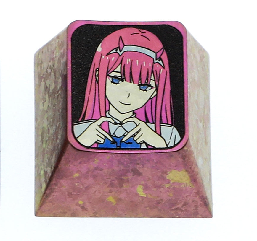 DARLING in the FRANXX ， 02 Shy Love Titanium Alloy 1U Personalized Keycap, Anime Game Peripheral Metal Creative Keycap