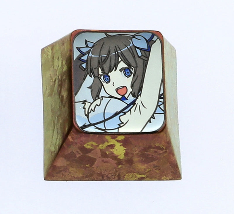 Hestia, 1U color titanium alloy carving, metal keycaps, personalized keycaps