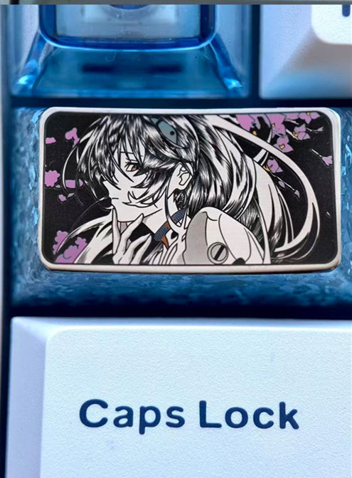 EVA Ayanami Rei, 1.75U titanium alloy personalized keycap, anime and game creative metal carving decorative keycap