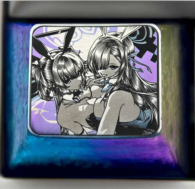 Blue Archive The Animation, 1.25U Titanium Alloy Personalized Keycaps, Anime Game Culture Creative Metal Carving Decorative Keycaps