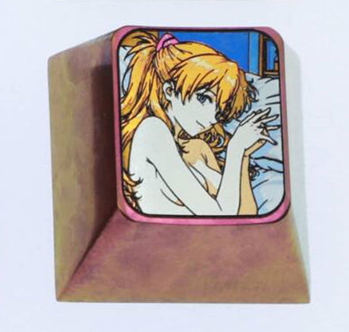 EVA, Asuka, 1U titanium alloy personalized keycaps with optional height, can be used to form directional keys/WASD sets, anime, gaming, cultural and creative decorative keycaps