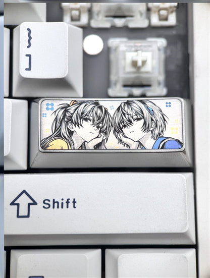 EVA，Asuka/Ayanami Rei 2.25U precision carved titanium alloy personalized keycaps, anime and game character creative metal carved decorative keycaps