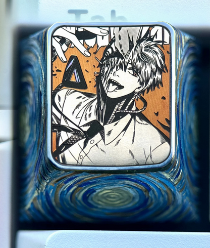 Chainsaw Man, Denji, 1U titanium alloy precision carved personalized keycaps, anime and game character creative carved keycaps
