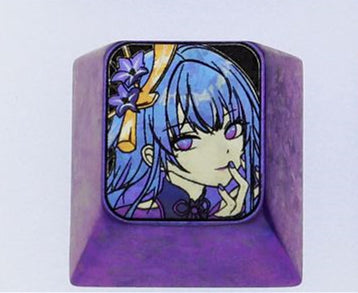 Raiden Shogun 1u colorful titanium alloy carved personalized keycaps, mechanical keyboard decorative keycaps.