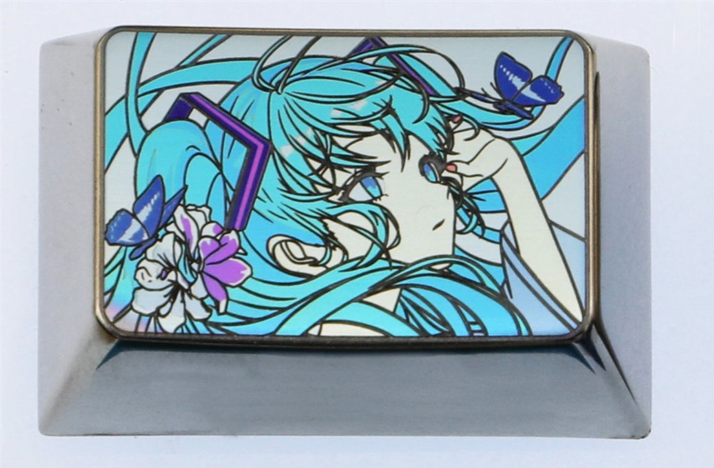 Hatsune Miku 1.5U, colored titanium alloy carved key cap, personalized key cap, decorative key cap