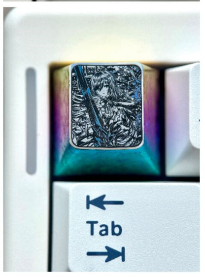 Honkai: Star Rail, Jingliu, 1U titanium alloy precision carved personalized keycaps, anime and game culture creative metal carved keycaps